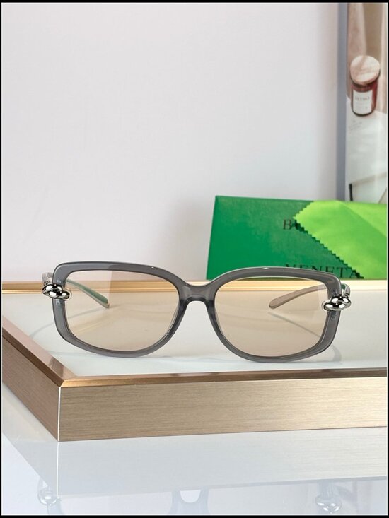 Bottega Veneta Transparent Grey Square Silver Knot Sunnies main image 9